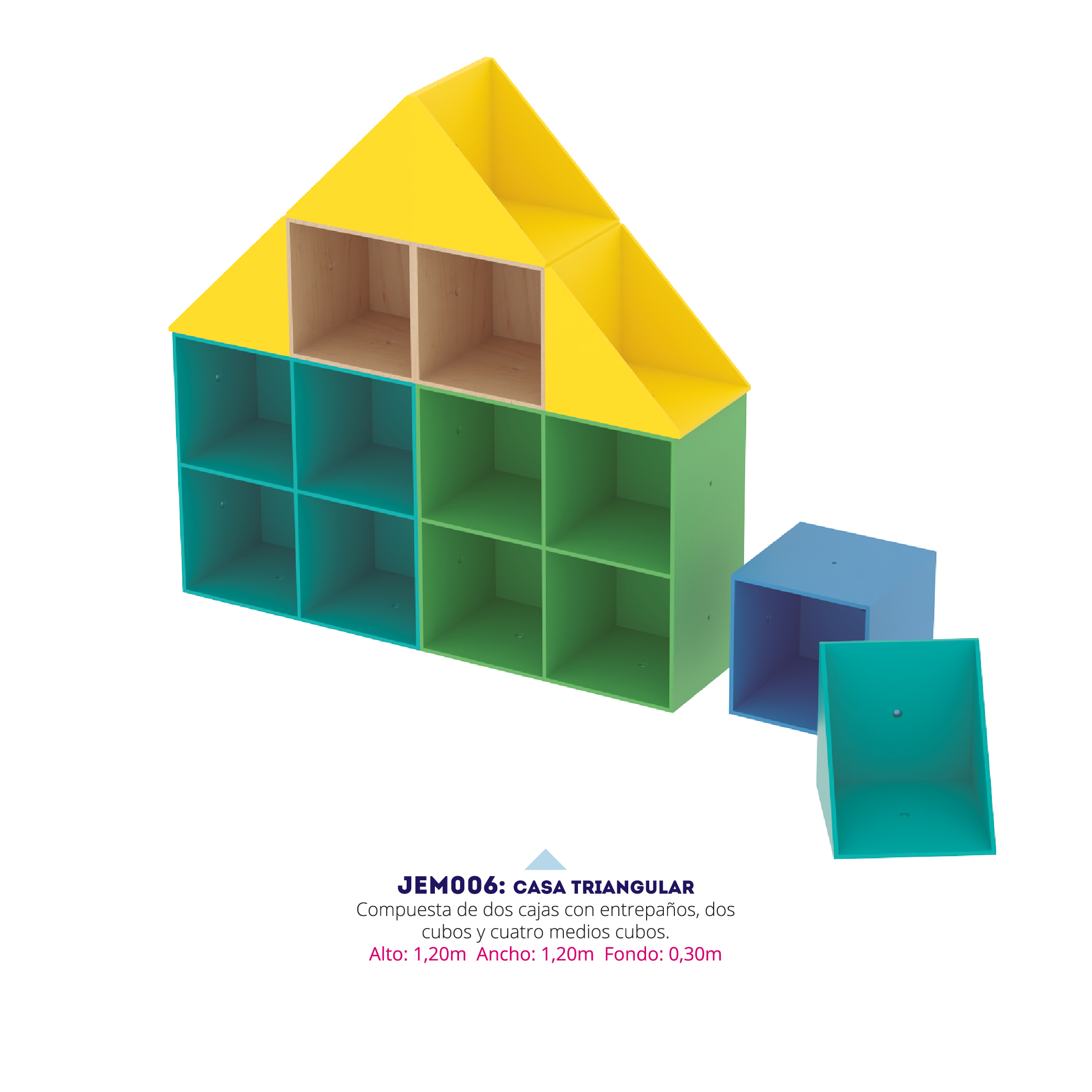 Casa Triangular Modular — estanterías para instituciones educativas en Colombia (vista 2)