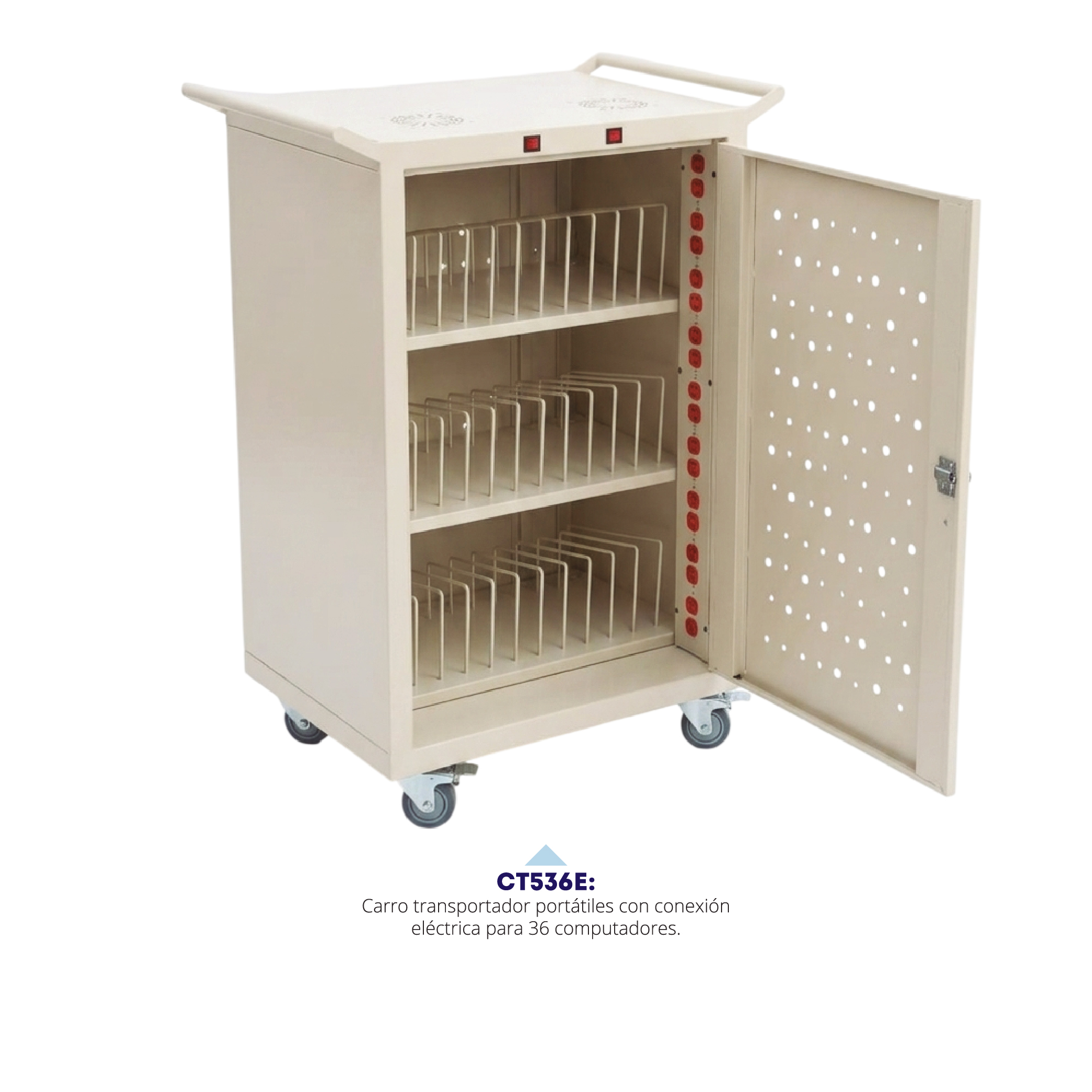 Carro Transportador de 36 PCs — carros de portátiles y tablets para instituciones educativas en Colombia (vista 2)