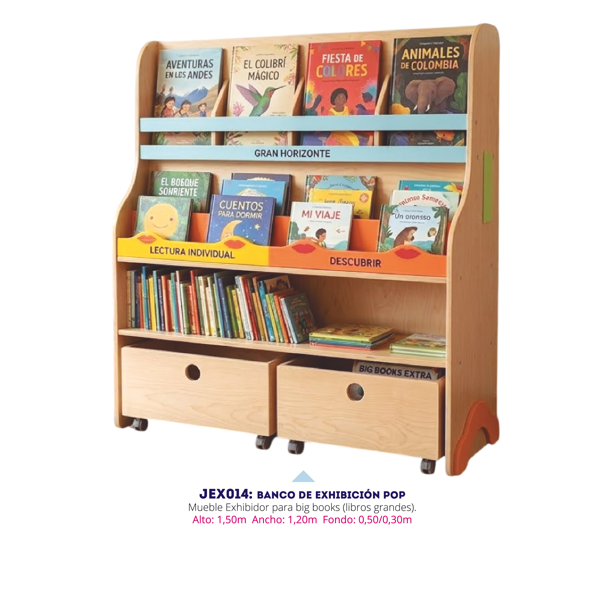 Banco de Exhibición POP para Big Books — exhibidores para instituciones educativas en Colombia (vista 2)