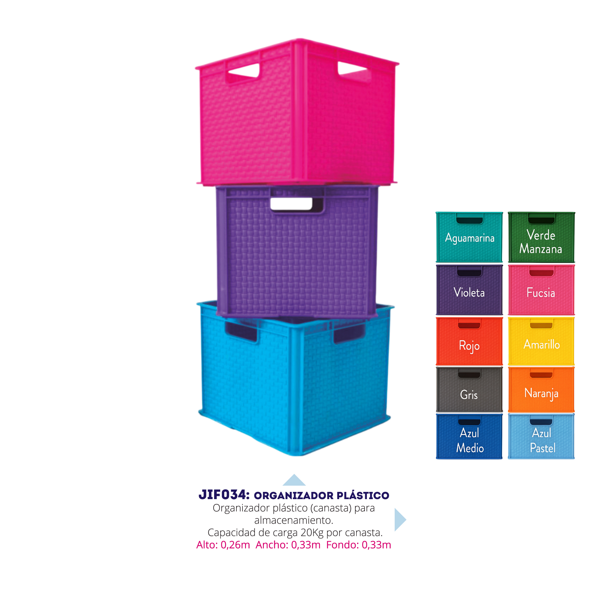 Canasta Organizadora Plástica (20 kg) — organizadores para instituciones educativas en Colombia (vista 3)