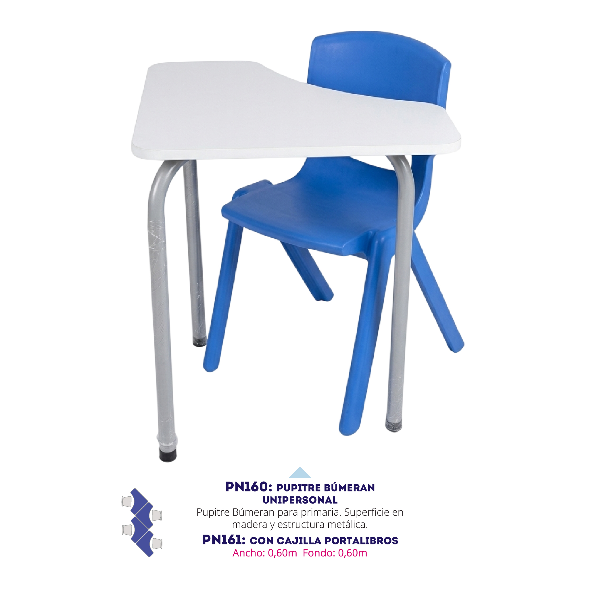 Pupitre Búmeran Unipersonal — pupitres para instituciones educativas en Colombia (vista 3)