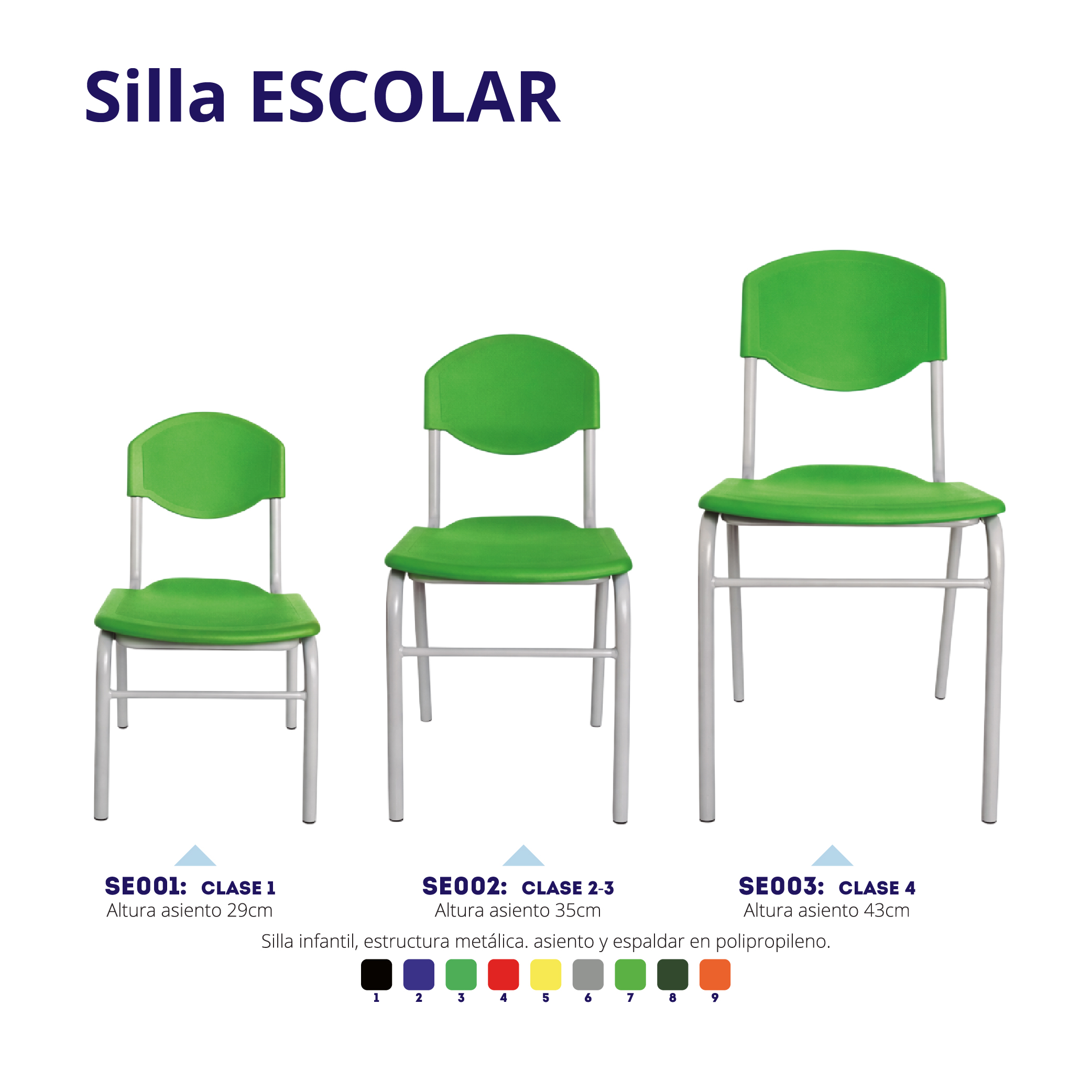 Silla Clase 4 (Estructura metálica) — sillas para instituciones educativas en Colombia (vista 2)