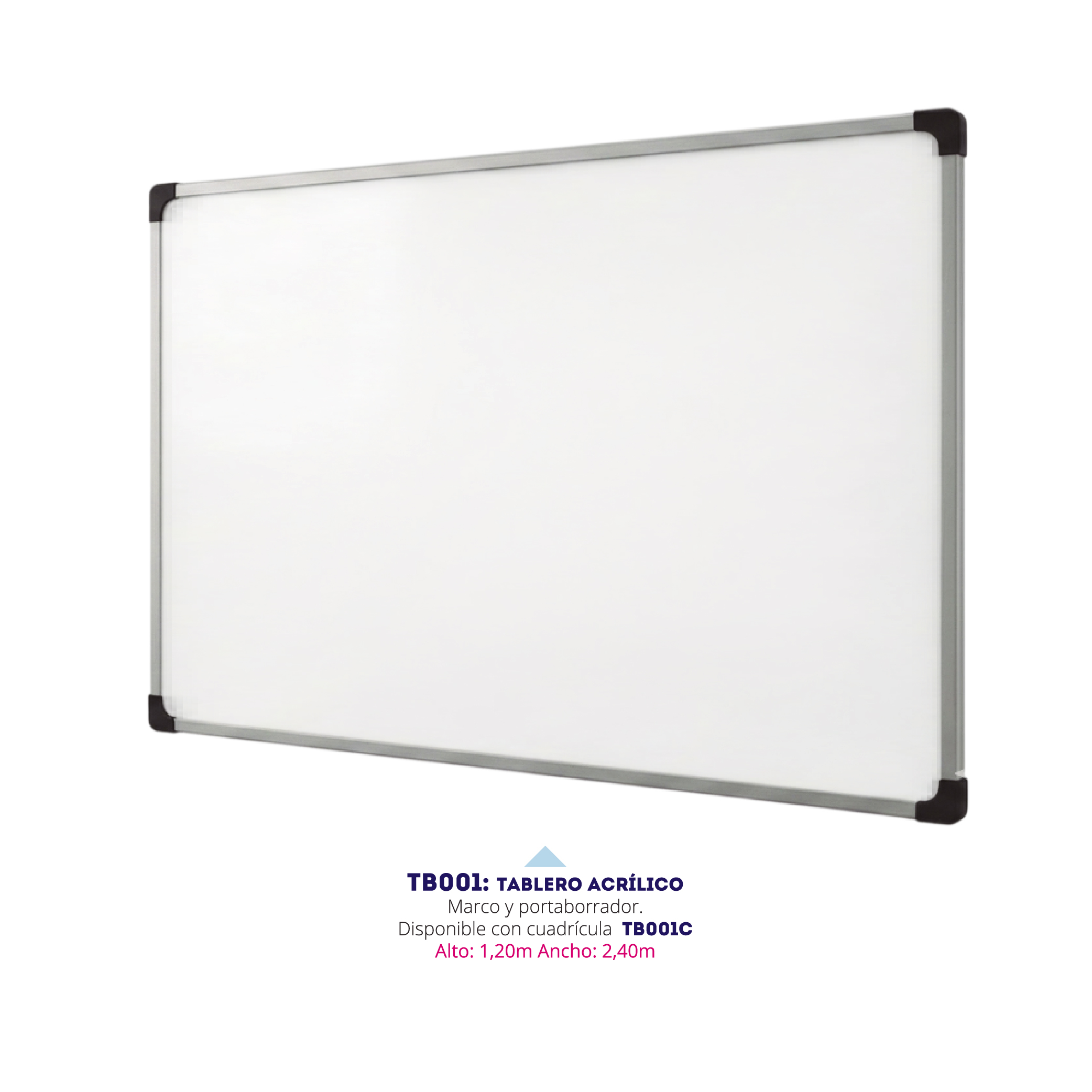 Tablero Acrílico Marco Aluminio — tableros y carteleras para instituciones educativas en Colombia (vista 2)