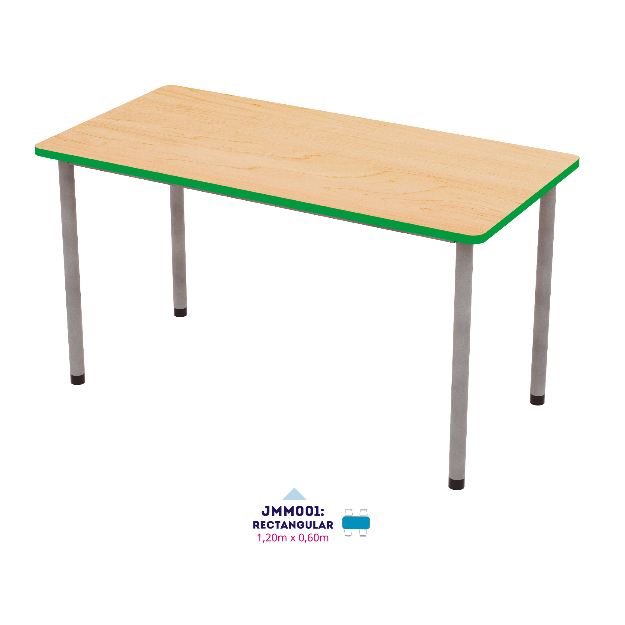 Mesa Rectangular (1.20 m × 0.60 m) — mesas para instituciones educativas en Colombia (vista 2)