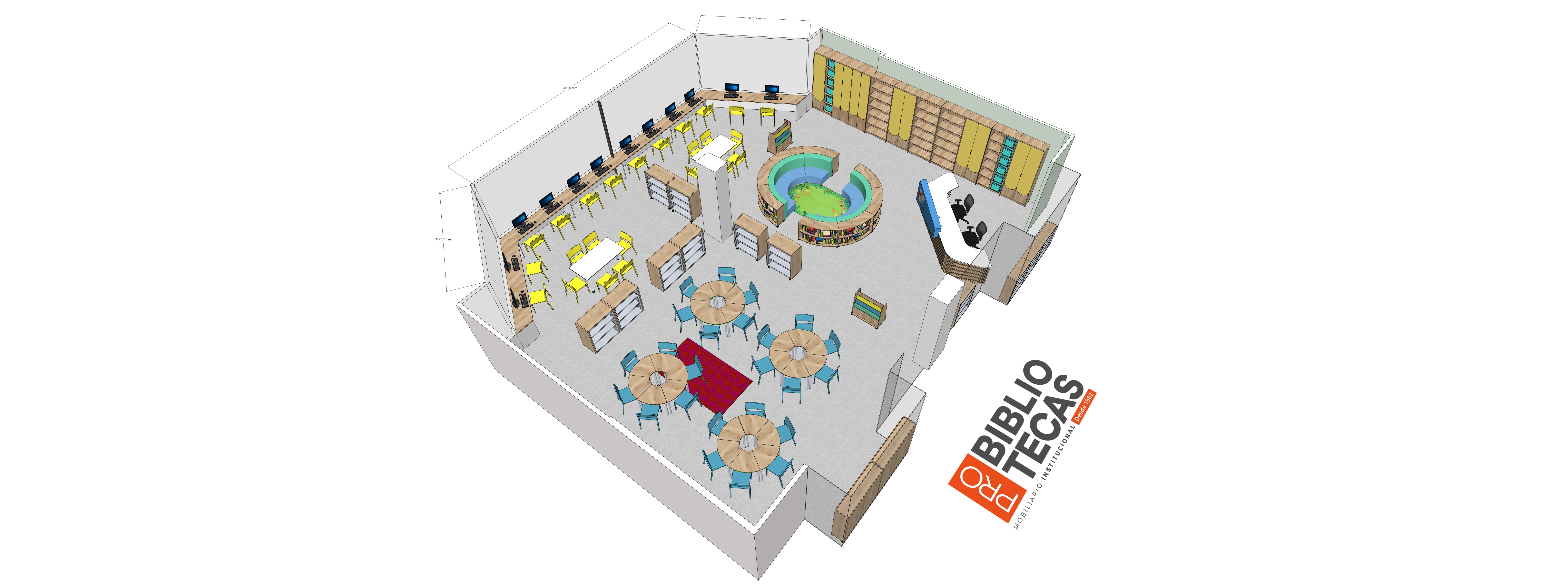 Biblioteca Primaria — proyecto de mobiliario institucional en Bogotá